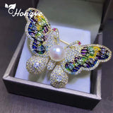 Butterfly Brooches Pins Women Freshwater Pearl Wedding