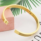 Hand-Made Micro-Inlaid Hao Stone Bracelet - Stainless Steel