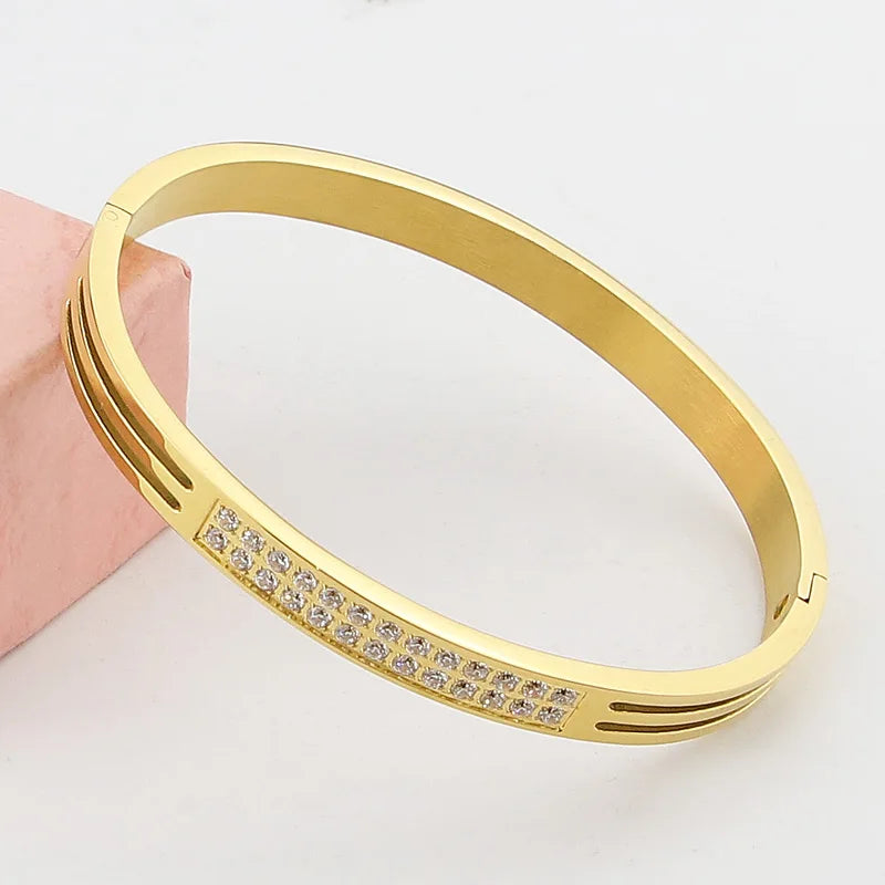 Hand-Made Micro-Inlaid Hao Stone Bracelet - Stainless Steel