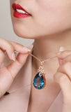 6ct Crystal Sapphire Diamond Pendant Necklace for Women