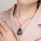 6ct Crystal Sapphire Diamond Pendant Necklace for Women