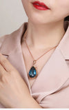 6ct Crystal Sapphire Diamond Pendant Necklace for Women