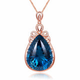 6ct Crystal Sapphire Diamond Pendant Necklace for Women
