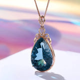6ct Crystal Sapphire Diamond Pendant Necklace for Women