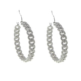 Cuban Chain Shaped CZ Crystal Hoop Earrings Exaggerated Statement Jewelry