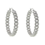 Cuban Chain Shaped CZ Crystal Hoop Earrings Exaggerated Statement Jewelry