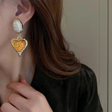 Colorful Heart Earrings Crystal Resin Dangle Earring For Women