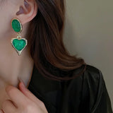 Colorful Heart Earrings Crystal Resin Dangle Earring For Women