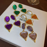 Colorful Heart Earrings Crystal Resin Dangle Earring For Women