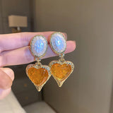 Colorful Heart Earrings Crystal Resin Dangle Earring For Women