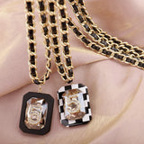 Crystal 5 Letter Pendants Necklace Women Long Chain Waist Jewelry Z506