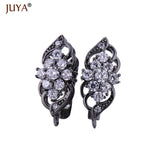 Flower Crystal CZ Rhinestone Earring Components 5 pairs
