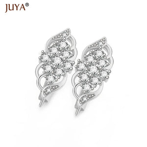 Flower Crystal CZ Rhinestone Earring Components 5 pairs