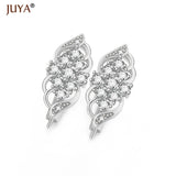 Flower Crystal CZ Rhinestone Earring Components 5 pairs