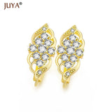 Flower Crystal CZ Rhinestone Earring Components 5 pairs