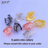 Flower Crystal CZ Rhinestone Earring Components 5 pairs