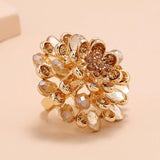 Champagne Crystal Flower Ring for Women