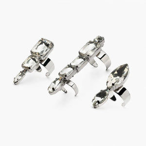 Crystal Open Rings for Women Rhinestone Adjustable Geometric Set