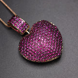 Heart Pendant Necklace Multicolor Zirconia Chain Choker