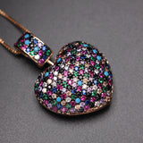 Heart Pendant Necklace Multicolor Zirconia Chain Choker