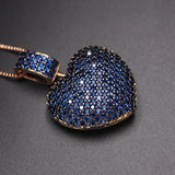 Heart Pendant Necklace Multicolor Zirconia Chain Choker