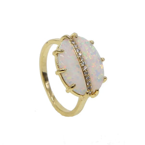 Opal Ring Dainty CZ Women's Constant Love Anniversary Jewelry Gift