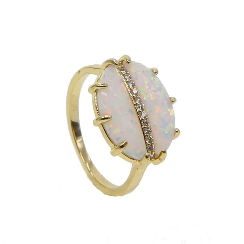 Opal Ring Dainty CZ Women's Constant Love Anniversary Jewelry Gift