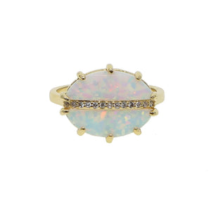 Opal Ring Dainty CZ Women's Constant Love Anniversary Jewelry Gift