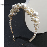 Big Pearl Headband Hair Hoop Bands Fairy Headwear Bride Hair Jewelry