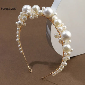Big Pearl Headband Hair Hoop Bands Fairy Headwear Bride Hair Jewelry