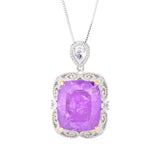 Purple Tourmaline Amethyst Pendant Necklace with Chain Plated Sweater