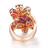Rainbow Flower Party Rings Engagement Wedding Band Jewelry