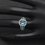 Big Square CZ Crystal Rings for Women Bridal Wedding Party Silver Charms Rings