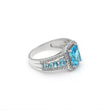 Big Square CZ Crystal Rings for Women Bridal Wedding Party Silver Charms Rings