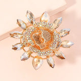 Big Sunflower Rings Red Champagne Zircon Crystal Funky Ring