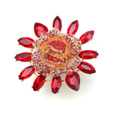 Big Sunflower Rings Red Champagne Zircon Crystal Funky Ring