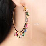 Hoop Earrings Cubic Zirconia Pendant Round Earrings Boho Women Jewelry