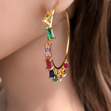 Hoop Earrings Cubic Zirconia Pendant Round Earrings Boho Women Jewelry