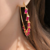 Hoop Earrings Cubic Zirconia Pendant Round Earrings Boho Women Jewelry