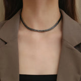 Crystal Zirconia Titanium Steel Collar Necklace 18K Gold-plated Women's Necklace