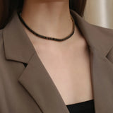 Crystal Zirconia Titanium Steel Collar Necklace 18K Gold-plated Women's Necklace