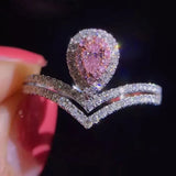 Rhinestone Heart Square Adjustable Open Rings Crystal Wedding Gift