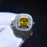 Rhinestone Heart Square Adjustable Open Rings Crystal Wedding Gift