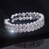 Crystal Rhinestone Bracelet Silver Cuff Bridal Wedding Jewelry