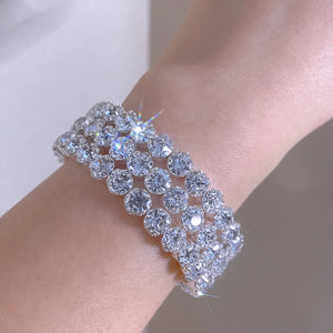 Crystal Rhinestone Bracelet Silver Cuff Bridal Wedding Jewelry