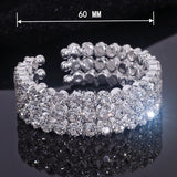 Crystal Rhinestone Bracelet Silver Cuff Bridal Wedding Jewelry