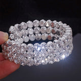 Crystal Rhinestone Bracelet Silver Cuff Bridal Wedding Jewelry