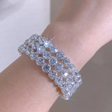 Crystal Rhinestone Bracelet Silver Cuff Bridal Wedding Jewelry