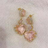 Vintage Heart Dangle Earrings Bridal Wedding Jewelry