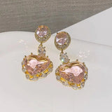 Vintage Heart Dangle Earrings Bridal Wedding Jewelry
